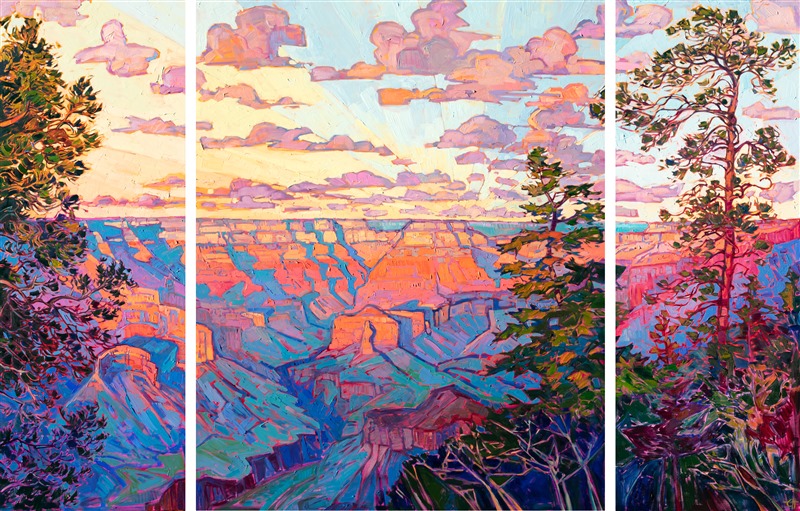 Grand Canyon in Triptych Erin Hanson Contemporary Impressionism Art