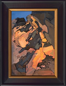 "Crack in the Rock" was one of the first paintings Erin Hanson ever painted in the style of Open Impressionism, painted while she was developing her style and rock climbing at Red Rock Canyon, Nevada. Her style of painting in distinct brushstrokes separated in mosaic-like shapes was developed in her attempt to capture the planes and dark cracks in the rock faces she loved to climb.

Erin's iconic style "Open Impressionism" is now taught in art schools worldwide, and her pieces hang in the permanent collections of many museums in the United States. This rare painting was made available for us to sell on consignment. 

This painting captures Red Rock Canyon with an abstracted style. "Crack in the Rock" is a sport climb (meaning the route had bolts in it) in Red Rock.  The painting was done on 3/4" stretched canvas, and the piece arrives framed in a new 3.5"-wide black and gold plein air frame.

<b>Note:
"Crack in the Rock" is available for pre-purchase and will be included in the <i><a href="https://www.erinhanson.com/Event/SearsArtMuseum" target="_blank">Erin Hanson: Landscapes of the West</a> </i>solo museum exhibition at the Sears Art Museum in St. George, Utah. This museum exhibition, located at the gateway to Zion National Park, will showcase Erin Hanson's largest collection of Western landscape paintings, including paintings of Zion, Bryce, Arches, Cedar Breaks, Arizona, and other Western inspirations. The show will be displayed from June 7 to August 23, 2024.

You may purchase this painting online, but the artwork will not ship after the exhibition closes on August 23, 2024.</b>
<p>