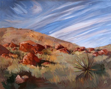 Original oil painting of Red Rock Canyon. This is a painting of one of the many hikes through the wash, to get to the good rock climbing destinations deeper in the mountains.