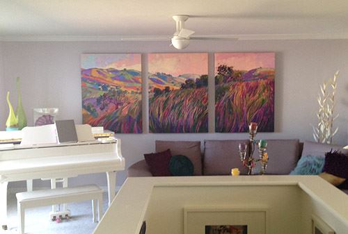 Private Collection, Morning Fields in Triptych (Paso Robles), Oil on Canvas by Erin Hanson