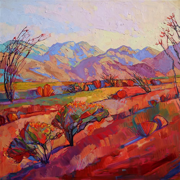 Ocotillo Triptych - Contemporary Impressionism Paintings by Erin Hanson